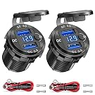 2 Pack 12V USB Outlet Dual QC 3.0 Fast Charger