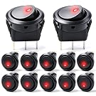 mxuteuk 12pcs 12V Lighted Round Rocker Switch