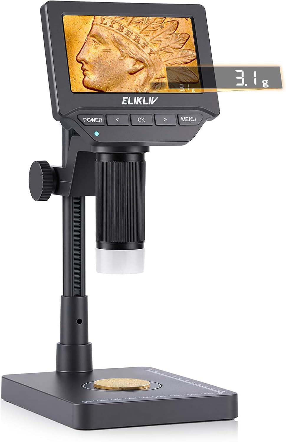 Elikliv EDM4C Coin Microscope with Scale